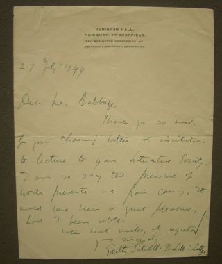 Autograph Letter Signed By The Poet And Critic,  Edith Sitwell,  1949