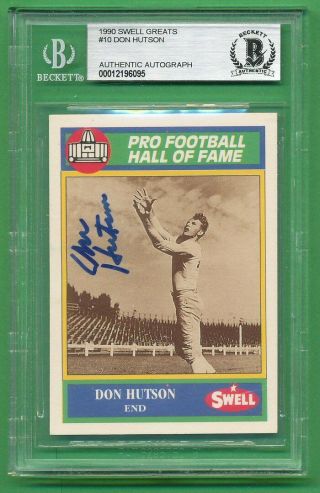 Don Hutson 1990 Swell Greats 10 Signed Autograph Auto Bas Beckett Slabbed