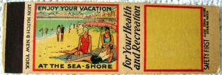 Safety First Salesman Sample At The Sea Shore Tall Matchcover