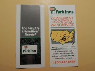 Park Inns International Vintage Hotel Brand Brochures Late 1980 
