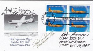 Usaf Men Of Mach 1 Test Flight Test Pilot Signed Cover Edwards Afb Muroc Aafb