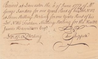 Edward Shippen Iii.  Fur Trader,  Mayor Of Philadelphia.  Ads As Prothonotary,  1773