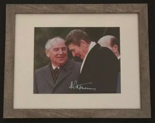 Mikhail Gorbachev Soviet Union President Hand Signed Framed Photo Ronald Regan