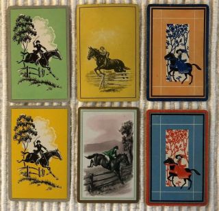 6 Vintage Playing Cards Horses Ladies/riding/jumping/victorian Sidesaddle