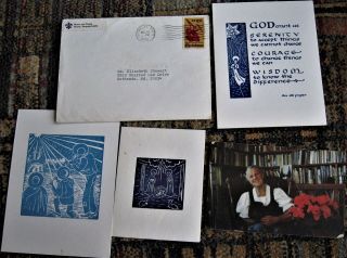 3 Woodcut Christmas Cards Signed By Maria Von Trapp [hero Of The Sound Of Music]