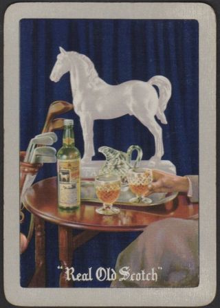 Playing Cards Single Card Old Vintage Wide White Horse Scotch Whisky Advertising