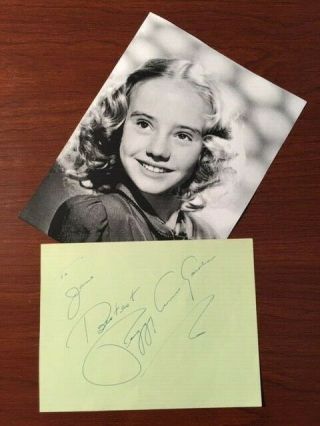 Peggy Ann Garner Signed Album Page,  Child Actress,  A Tree Grows