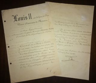 1936 Signed Diplomatic Letter Prince Monaco Louis Ii To President Miguel Gomez