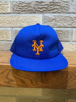 Vintage 80s York Mets Mesh Trucker Snapback Hat Cap By Annco