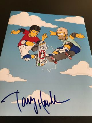 Tony Hawk Signed Autograph 8x10 Photo Simpsons Skateboard In Person Auto D