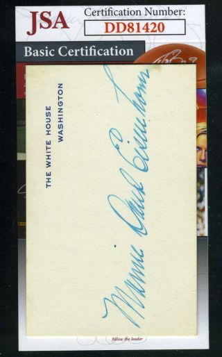 Mamie Eisenhower Jsa Cert Hand Signed White House Card Autograph
