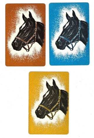 Swap Cards / Playing Cards Set Of 3 Vintage - Horses