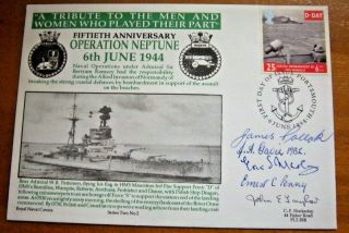 1994 Royal Navy 50th Anniversary Of Operation Neptune Multi Signed Cover - 3