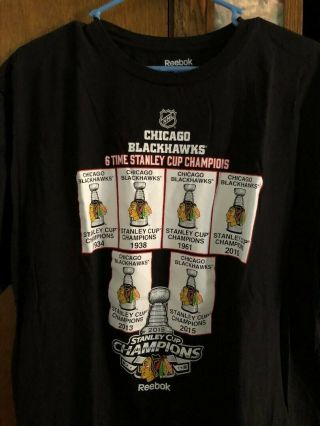 Reebok Chicago Blackhawks 6 Time Stanley Cup Champions Size 2 Xl