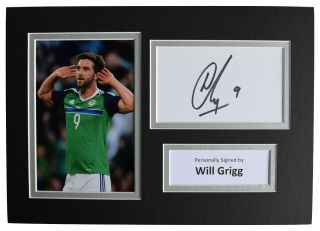 Will Grigg Signed Autograph A4 Photo Display Northern Ireland Football Aftal