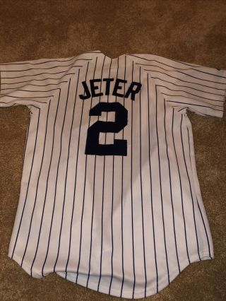 Derek Jeter York Yankees Majestic Pinstripe Jersey Size Adult Small 2