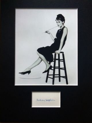 Audrey Hepburn Signed Autograph Photo Display Breakfast At Tiffanys