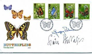 Butterflies First Day Cover 1981 Signed Geoffrey Palmer,  Sian Phillips