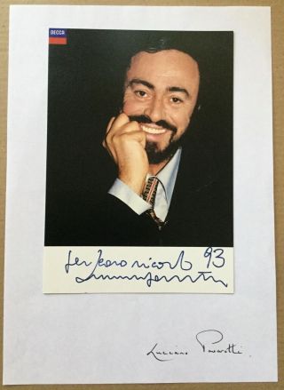 Luciano Pavarotti Handsigned Photograph.  8 X 6.