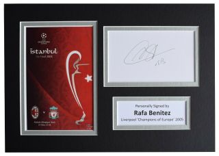 Rafa Benitez Signed Autograph A4 Photo Display Liverpool Champions Europe 2005