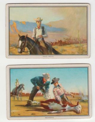 B18 Vintage Swap Cards Western Horse Rider Cowboy Steer Branding