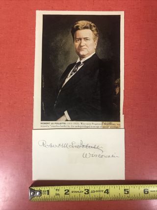 Robert M.  La Follette Hand Signed Autograph - U.  S.  Senator From Wisconsin