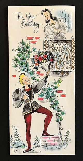 Vintage A Sunshine Card Birthday Greeting Romeo & Juliet Pre - Owned