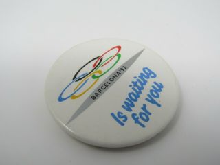 Barcelona 1992 Olympics Pin Button Barcelona is Waiting for You 2
