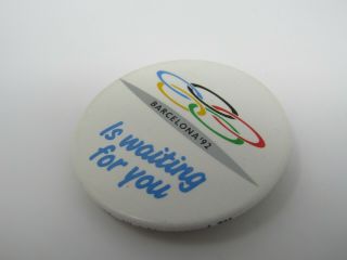 Barcelona 1992 Olympics Pin Button Barcelona is Waiting for You 3