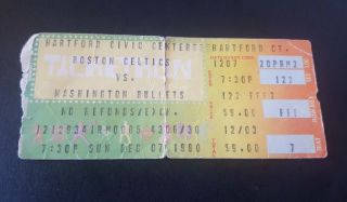 Rare 1980 Boston Celtics Vs Washington Bullets In Hartford Ct.  Ticket Stub Bird