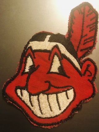 Vintages Mlb Cleveland Indians Chief Wahoo Patch - Cheesecloth Back & Cut Edge