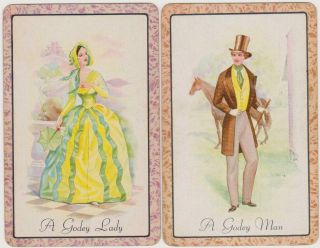 Swap/playing Cards Titled A Godey Lady And A Godey Man Vintage Pair