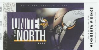 Minnesota Vikings Vs.  Green Bay Packers 9/13/2020 Ticket Stub Sth Gift