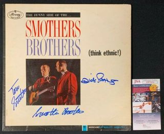 Smothers Brothers Hand Signed Auto Vinyl Record/album Think Ethnic Jsa/coa