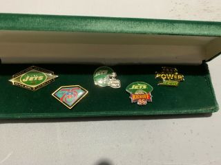 Set of 5 York Jets Logo Collector Pins Rare 3