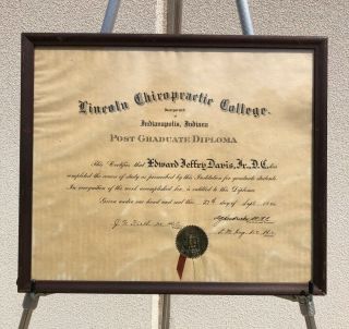 James N.  Firth Signature - Lincoln Chiropractic College Diploma 1946