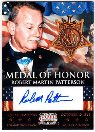 Robert Patterson Vietnam Medal Of Honor Signed Rare Card Autographed Cavalry Reg