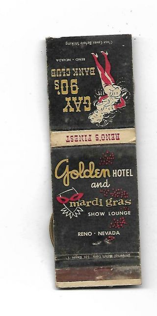 Gay 90 ' s Bank Club Matchcover Golden Hotel Reno,  Nevada RARE 2