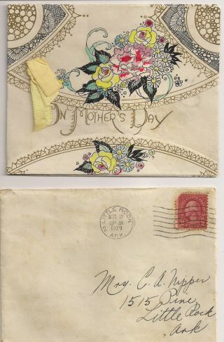 Vintage Greeting Card 1929 Mother Day Card Signed Envelope And Stamp