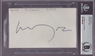 Michael York Signed 3x5 Index Card Autographed Logans Run Three Muskateers Bas