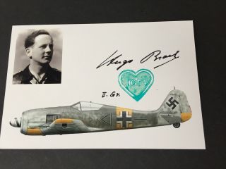 Hugo Broch Luftwaffe Pilot Ww Ii Ace 81 Victories Signed Photo 4x6 Autograph