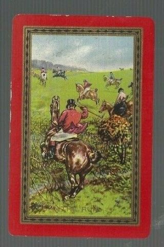 Swap Playing Cards 1 Vint U.  S Named " Therun " The Hunt Horses & Riders Us104
