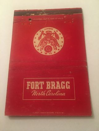 Vintage Matchbook Cover Matchcover Us Military Army Fort Bragg Nc
