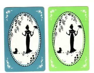 Pair Vintage Silhouette Art Deco Ladies - - Swap Playing Cards
