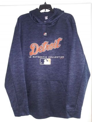 Detroit Tigers Majestic Mlb Authentic Navy Blue Hoodie Size Xl