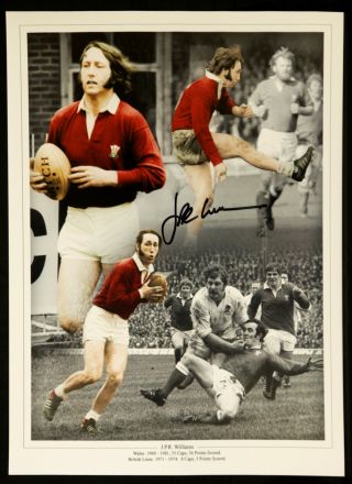 Jpr Williams Wales Rugby Legend Signed 12x16 Montage :