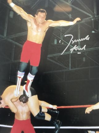 Autographed Dynamite Kid Photo Wwe Stampede Wrestling British Bulldogs Wwf Jump