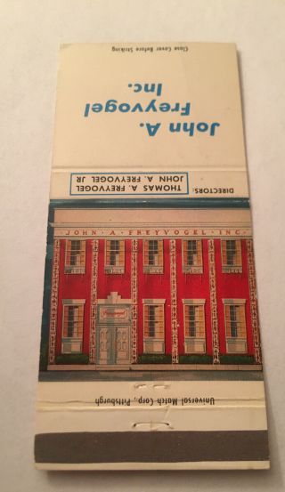 Vintage Matchbook Cover Matchcover John A Freyvogel Funeral Home Pittsburgh Pa
