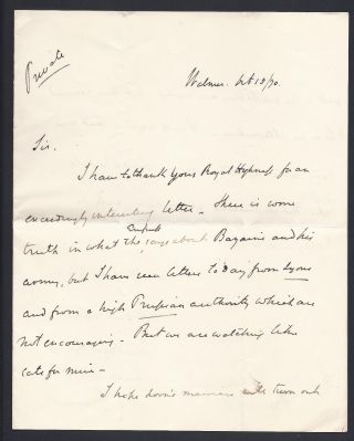 Earl Granville Signed Letter To Prince Of Wales 1870 Belgium Franco - Prussia War