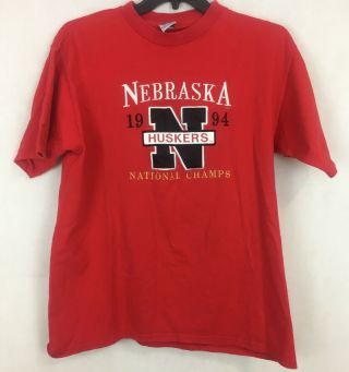 Nebraska Huskers Football 1994 National Champs T Shirt Midwest Embroidery Xl